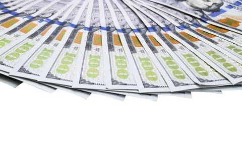 Stack of one hundred dollar bills. Stack of cash money in hundred dollar ba.. Foto stock