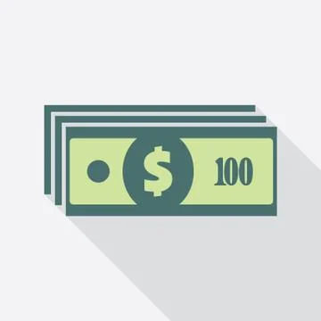 Stack of One Hundred Dollars Banknotes Icon Stock Illustration