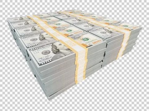 Stack of One Million Dollars in One Hundred Dollar Bills Isolated. Transpar.. Foto stock