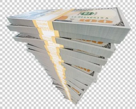 Stack of One Million Dollars in One Hundred Dollar Bills Isolated. Transpar.. Stock Photos