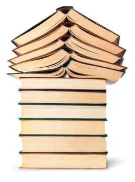 Stack of open and closed old books bottom view Stock Photos