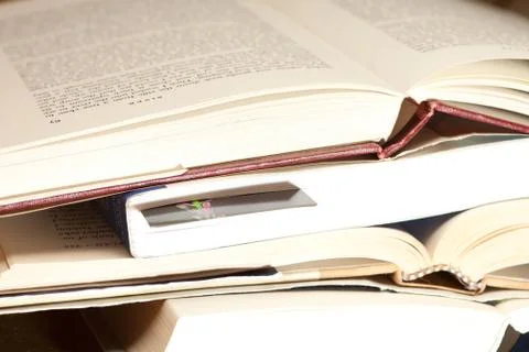 Stack of open books Stock Photos