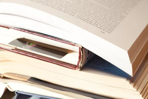 Stack of open books Stock Photos