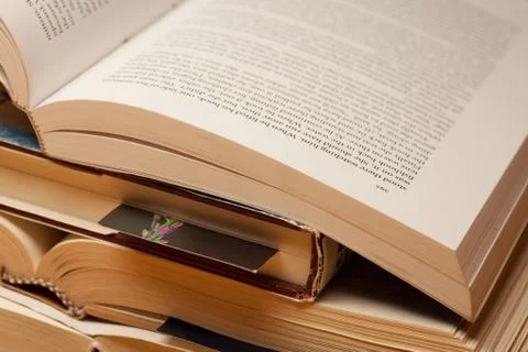 Stack of open books Stock Photos