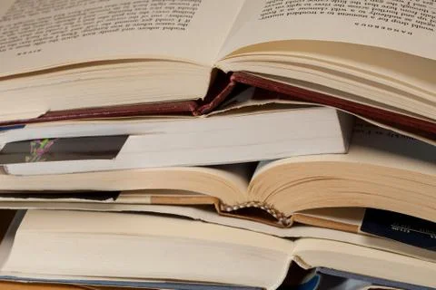 Stack of open books Stock Photos