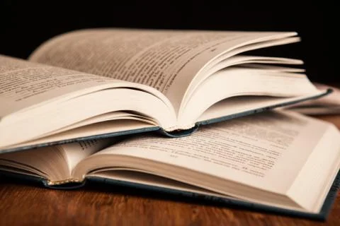 Stack of open books Stock Photos
