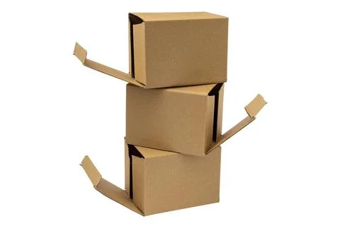 Stack of open cardboard boxes Foto stock