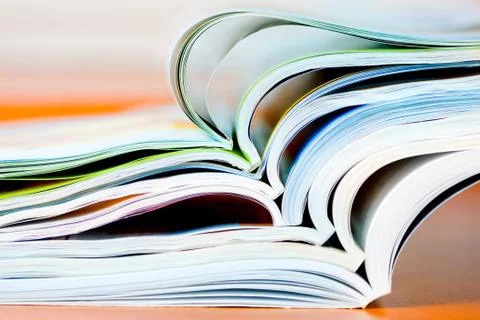 Stack of open magazine - soft focus Stock Photos