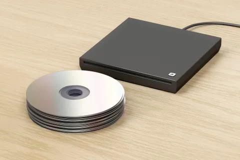 Stack of optical discs and optical drive 스톡 일러스트