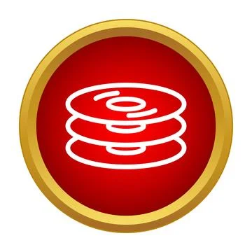 Stack of optical discs icon on red background Ilustração Stock