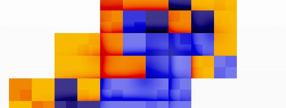 A stack of orange and blue squares on a white background Illustrazione stock