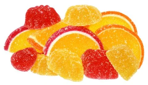 Stack of orange and yellow candy Stock Photos