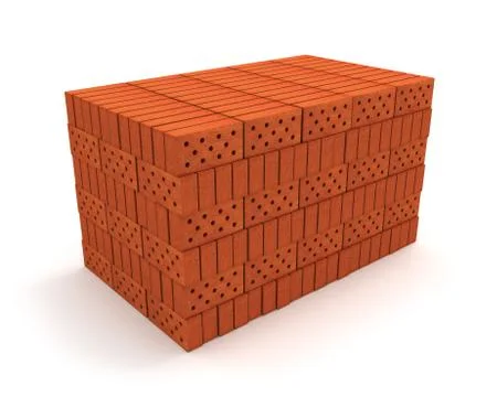 Stack of orange bricks isolated on white Stock Illustration