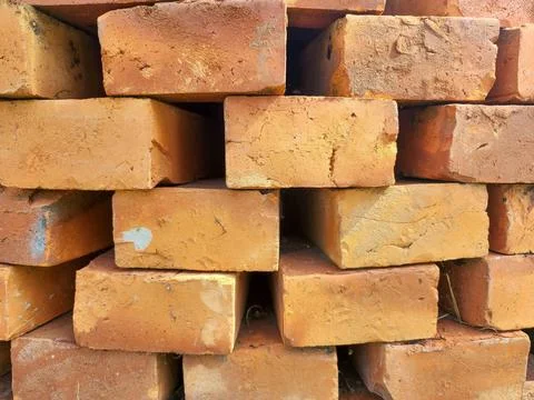 Stack of Orange Ceramic Bricks Stock Photos