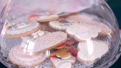 Stack of ornate cookies on a plate Stock Footage 103193264