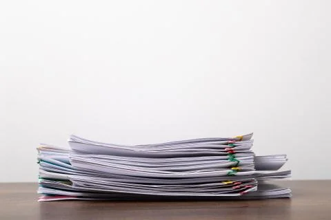 Stack of overload document paper with copy space. Stock Photos