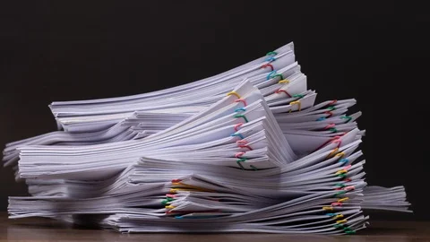 Stack overload document report paper. Video stock 116334188