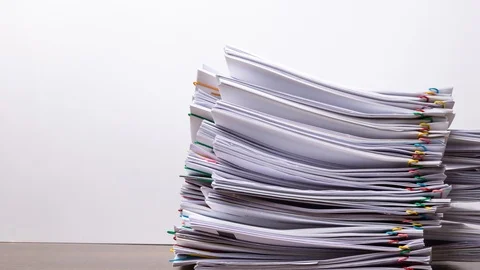 Stack overload document report paper. Stock Footage