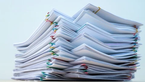 Stack overload document report paper-4k. 스톡 동영상 126586258