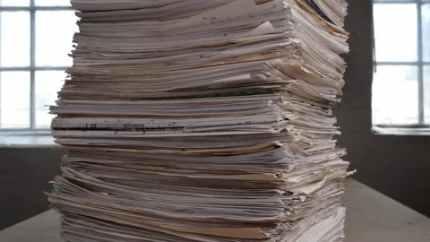 Stack overload document report paper in ... | Stock Video | Pond5