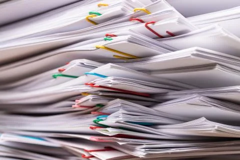 Stack overload document report paper. Stock Photos