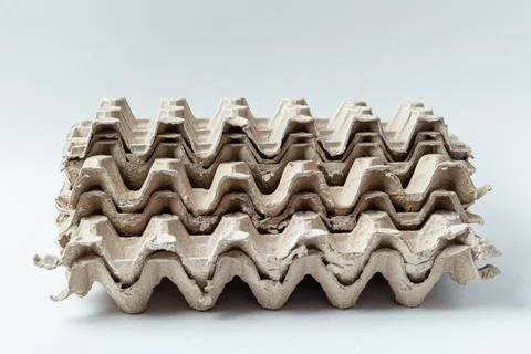 Stack, pack of carton, cardboard tray packages for eggs Stock Photos