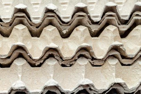 Stack, pack of carton, cardboard tray packages for eggs Stock Photos