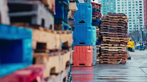 A stack of pallets and totes Stock-Footage 331730677