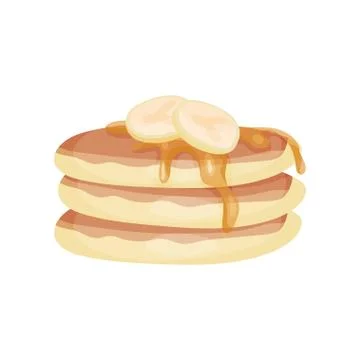 Stack of pancake with banana and sauce cartoon vector Illustration Illustrazione stock