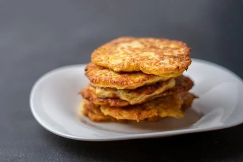 A stack of pancake cheesecakes in plate Stock Photos