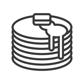 Stack of pancakes and syrups, sweets and dessert outline icon イラスト素材