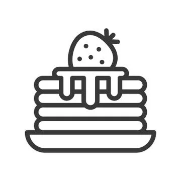 Stack of pancakes and syrups, sweets and dessert outline icon Stock Illustration