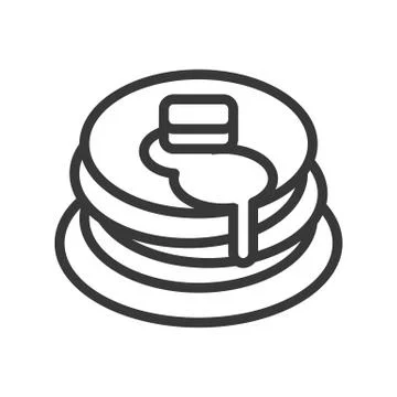 Stack of pancakes and syrups, sweets and dessert outline icon Stock Illustration