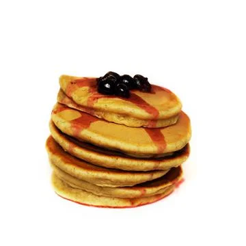 Stack of pancakes with blackcurrant at the top, isolated on white background Stock Photos