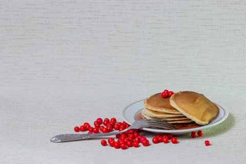 Stack of Pancakes, Breakfast on table Stock Photos