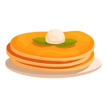 Stack of pancakes with butter and mint leaves on plate Stockillustratie