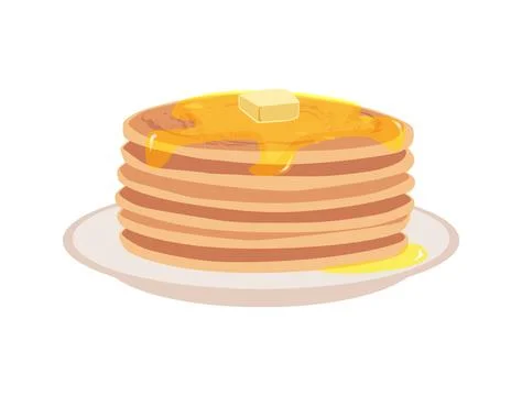 Stack of pancakes with butter on a plate cartoon delicious baking food, sweet Illustrazione stock