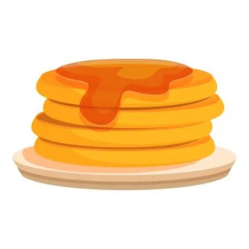 Stack of pancakes covered in syrup on a plate Stock Illustration
