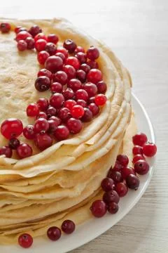 Stack of pancakes with cranberries Foto stock