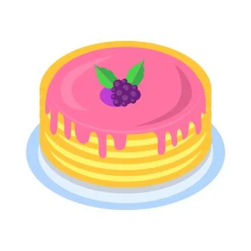 Stack of Pancakes Drenched with Berry Syrup Vector Stock Illustration