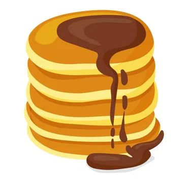 Stack pancakes dripping maple syrup. Food illustration breakfast pancakes sweet Stock Illustration