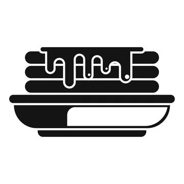 Stack of pancakes dripping with syrup on a plate icon Stock Illustration