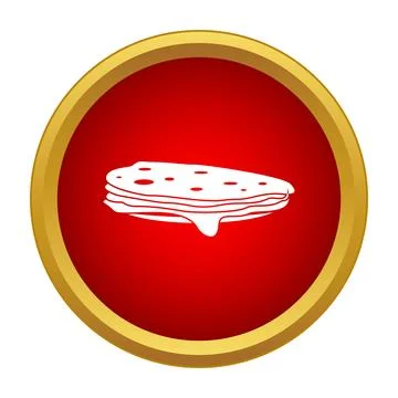 Stack of pancakes dripping syrup on red background Illustrazione stock