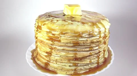 Stack of pancakes Stock Footage 46163663