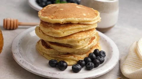 Stack of pancakes Stock Footage 147093632