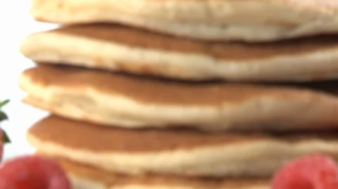 A stack of pancakes with fresh berries Stock Footage 8574862