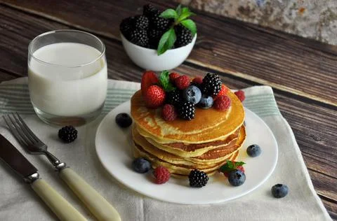 Stack of pancakes, good food. Stock Photos