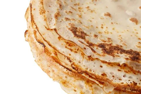 A stack of pancakes with a hole in the middle Stock Photos
