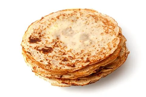 A stack of pancakes with a hole in the middle Stock Photos