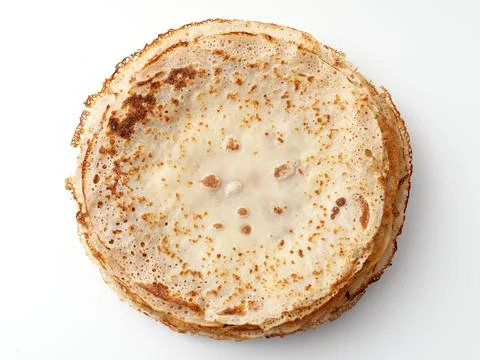A stack of pancakes with a hole in the middle Stock Photos